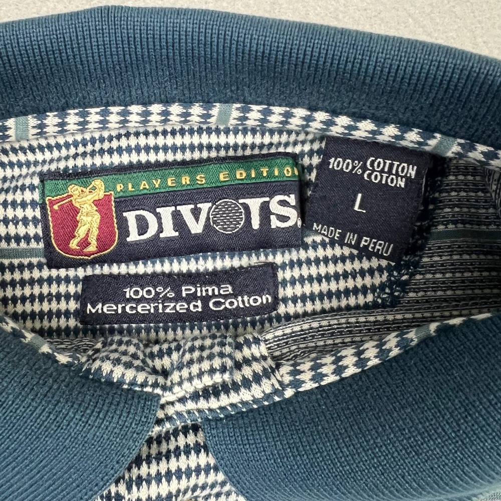 Divots Men's Large Blue Striped Pima Mercerized Cotton Golf Polo Shirt - Picture 3 of 8